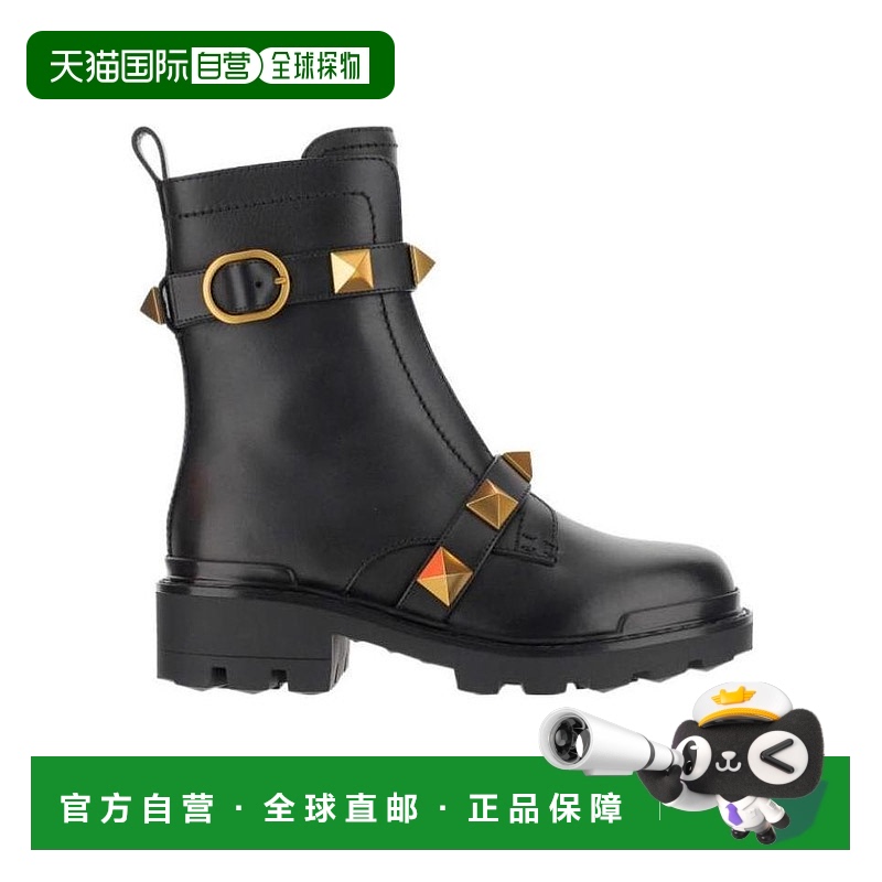 【99新未使用】香港直邮Valentino 黑色铆钉侧拉链靴子 WW0S0CJ3N