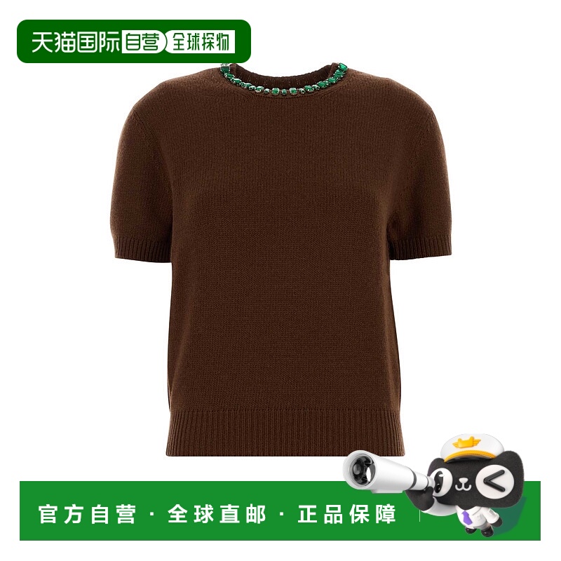 香港直邮Prada 普拉达 女士 綴飾短袖套頭衫 P24V2BSOOO18M6