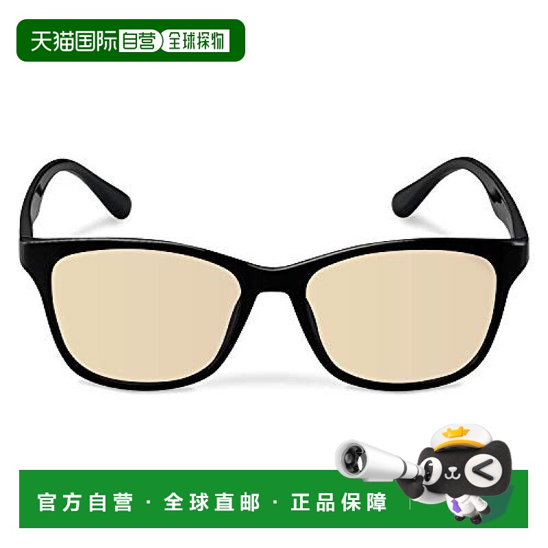 【日本直邮】宜丽客elecom防蓝光眼镜棕色镜片 方形框架 黑色