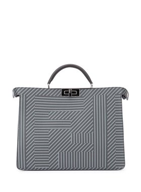 FENDI 男士斜挎包 7VA529APDNF1MM1 灰色 中号双色单肩包