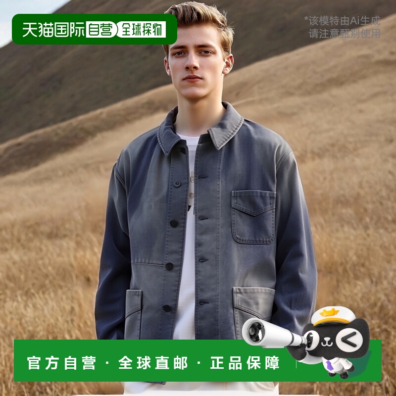 日本直邮AUBERGE GABIN 男士外套束腰法式工作服斜纹布复古棉质斜