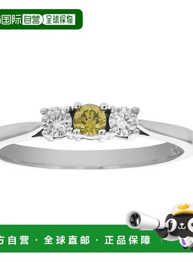 自营 vir jewels 1/4 cttw 3 石黄色和白色钻石订婚戒指 14K 白金