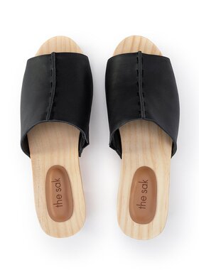 the sak【美国奥莱】直发 Ella 木底凉鞋 - 皮革 - 黑色