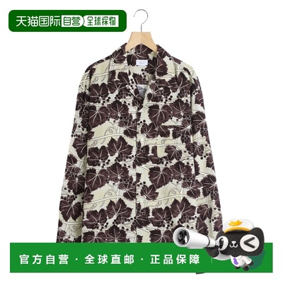 1h可退 日本直邮UNUSED男装宽松长袖印花衬衫 葡萄叶图案×京都染