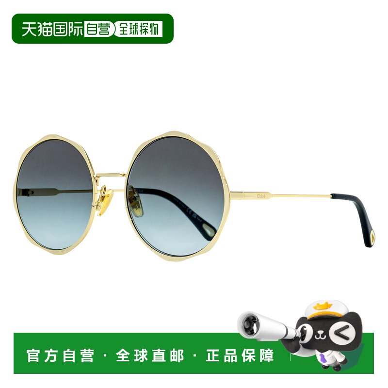 自营Chloe女士扇贝边太阳镜CH0184S 005金色/蓝色59mm-005 美国奥