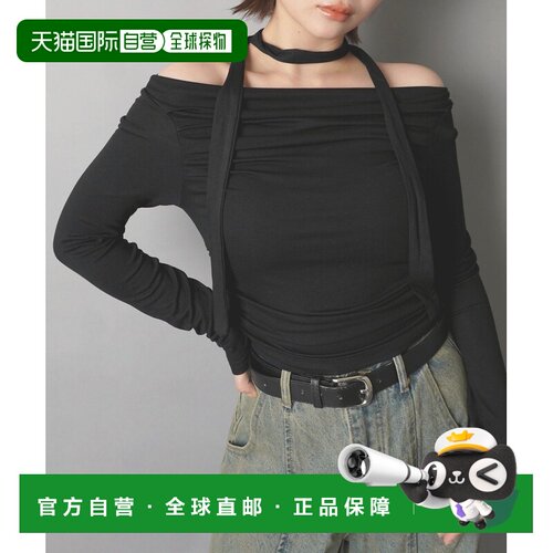 日本直邮SPINNS 女装 长袖系带收褶T恤（配同色围巾） 250811SE54
