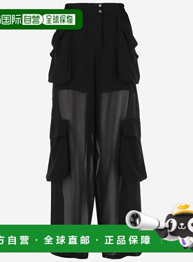 香港直邮PINKO 女士休闲裤 104751A21FZ99 SS2025 黑色阔腿裤