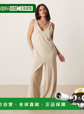 1h可退 香港直邮ASOS 女士 设计扭纹肩石头色连体裤 grey灰色 舒