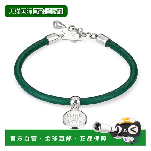自营欧洲直邮GUCCI古驰 Blind for Love手镯绿色皮革雕花吊饰男女
