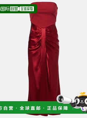 1h可退 香港直邮潮奢 Staud 女士 Wayfaring 褶皱庞特布缎面礼服