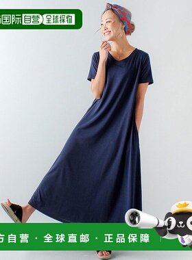 日本直邮JUNOAH A线宽松半袖长裙连衣裙 JU5602EW01922