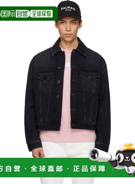 1h可退 香港直邮Balmain 巴尔曼 男士 黑色褪色牛仔夹克 GH1TC330