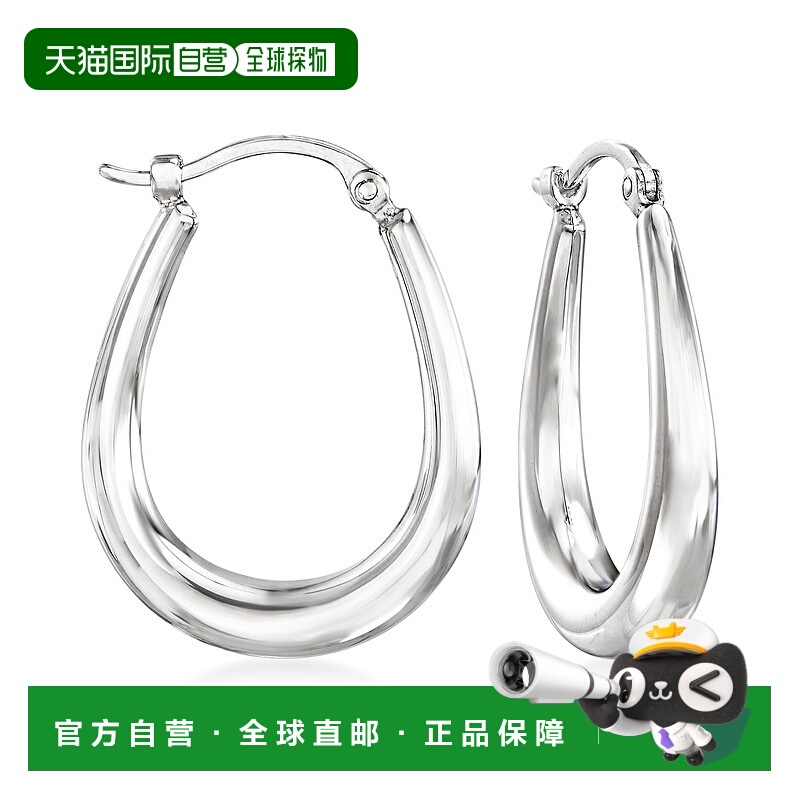 自营 Ross-Simons 14kt 白金锥形圈形耳环 - 白色 美国奥莱直发