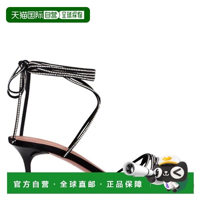 自营Amina Muaddi Lori Lace Up 60 Sandals - suede black/white
