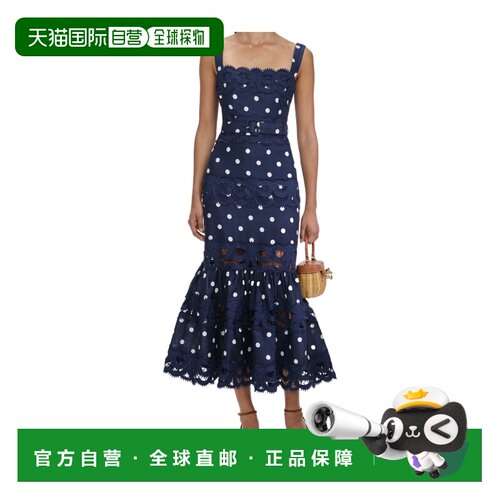 1h可退 香港直邮Self-Portrait 波点中长连衣裙 AW25932M吊带