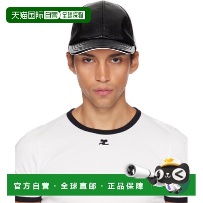 1h可退 香港直邮Courreges 男士 黑色 Reedition 系列棒球帽 PERA