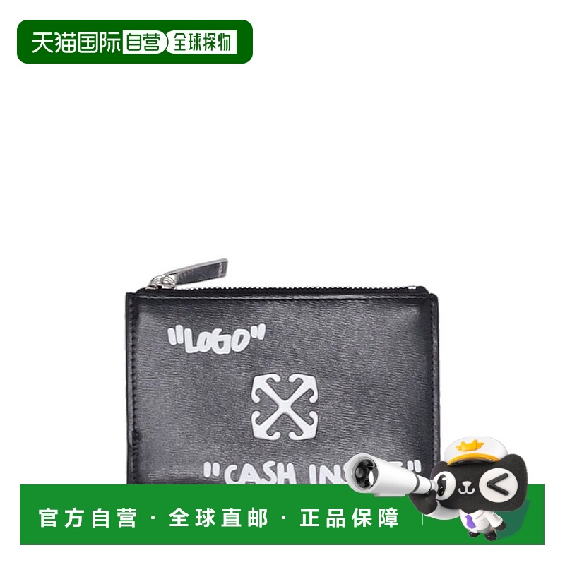 1h可退 香港直邮off-white 女士 黑色 Jitney Bifold Quote 钱包
