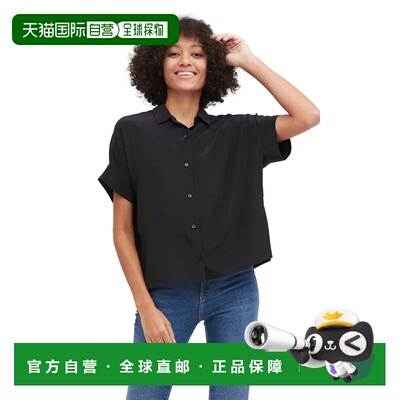 自营lilysilkCasual Short Sleeves Loose Silk Shirt for Women