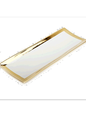 自营 vivience金边白色长方形托盘-橙色 美国奥莱直发