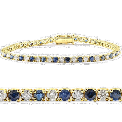 自营 pompeii33ct Blue Sapphire & Diamond Tennis Bracelet
