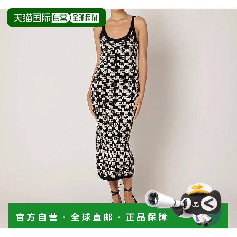 自营 cleobella佩顿迷笛连衣裙比亚里茨黑/象牙色-比亚里茨黑色/