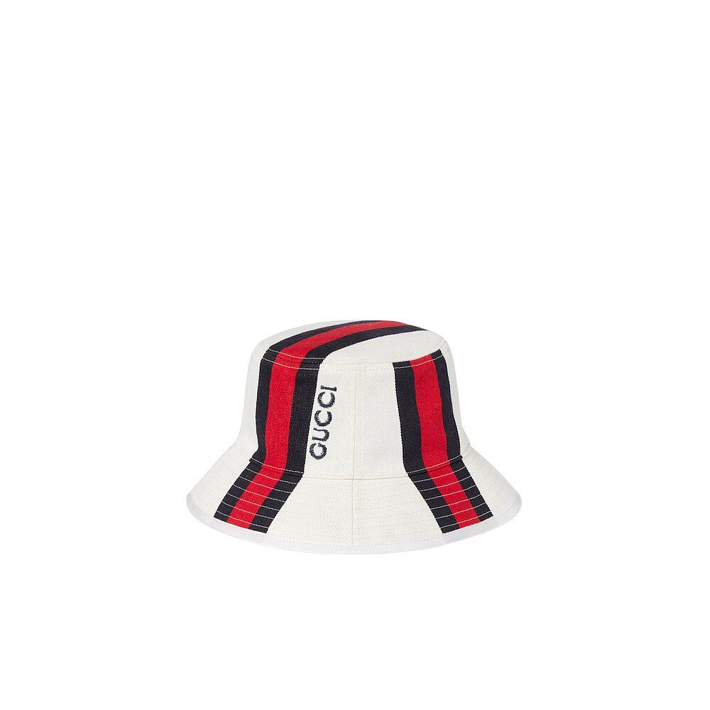 GUCCI 男士帽子 7885614HBAG9678 AW2024 白色 织带渔夫帽