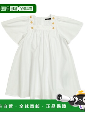 香港直邮BALMAIN 女童连衣裙 BY1C91P0562100 SS2026 白色 方领连