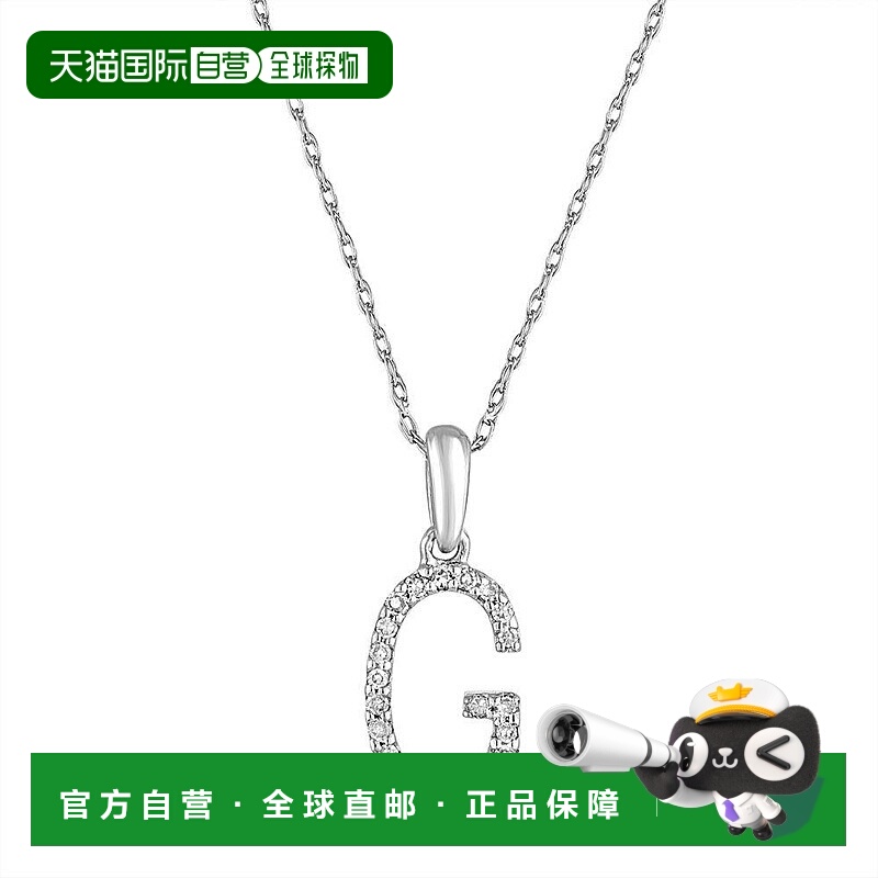 自营 sabrina14k 白金和钻石初始项链 - 白色 g 美国奥莱直发