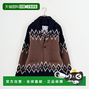 1h可退 日本直邮THE ALASKAN 男装 全棉宽松钻石纹针织开衫 半领