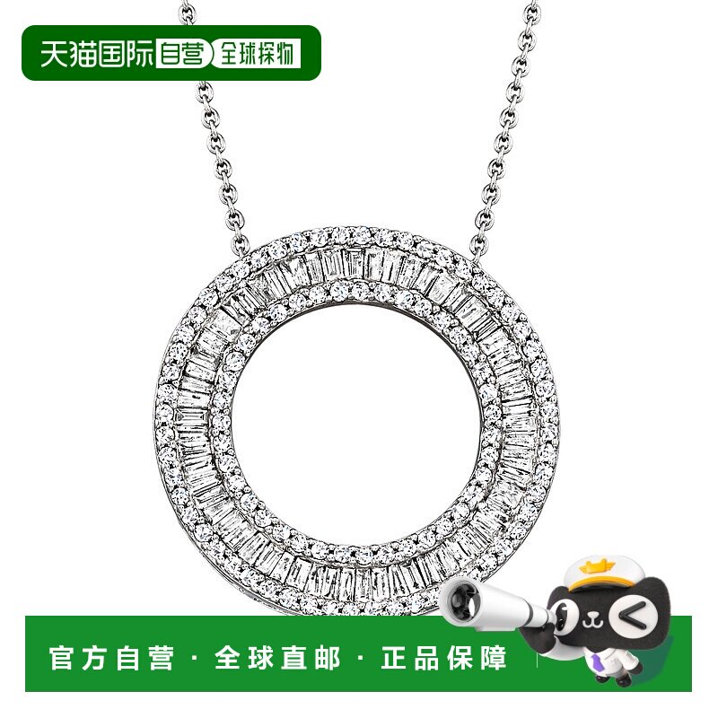 自营 925 纯银 Ross-Simons 钻石圆形吊坠项链 - 18 英寸 美国奥