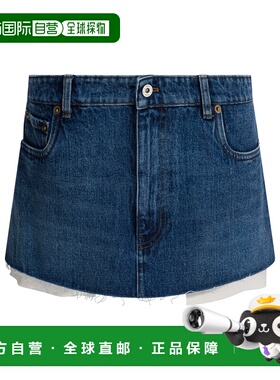香港直邮Miu Miu 缪缪 女士 牛仔迷你半身裙 GWD27810BFF000
