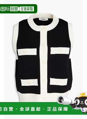 1h可退 香港直邮Sandro 女士 Two-tone 针织背心 SFPCA00957NOIR