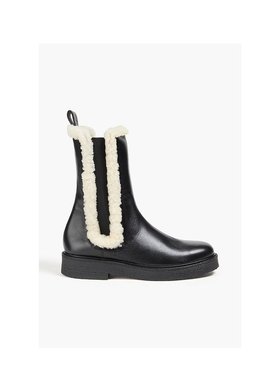 1h可退 香港直邮Staud 女士 Palamino 皮毛饰边皮质切尔西靴 0712