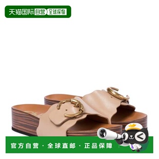 香港直邮Chloe beige米色 蔻依 徽标皮质凉拖 舒适时 女士 1h可退