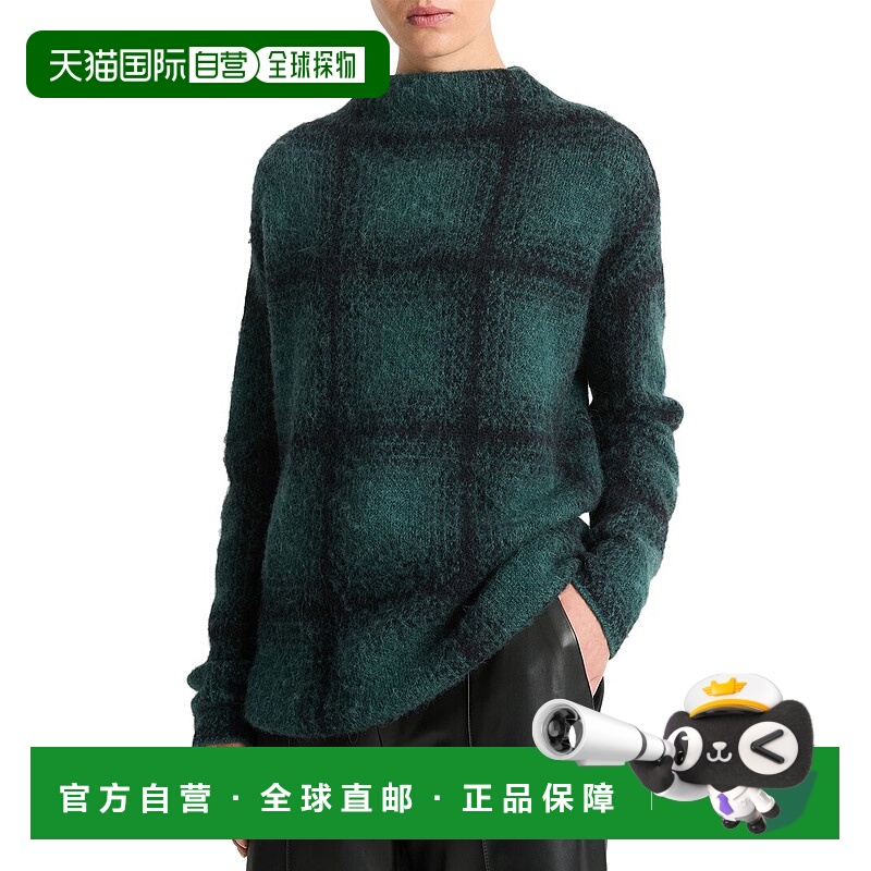 自营Vince Shadow Plaid Funnel Neck Alpaca & Wool-Blend Sweat
