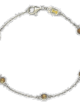 自营 Suzy Levian 黄色蓝宝石 1 克拉纯银手链 - 黄色 美国奥莱直