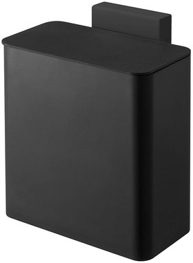 日本直邮山崎实业 带磁铁垃圾桶 带盖 黑色 17XD9.5XH17cm tower