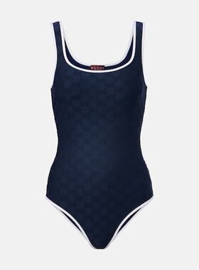 潮奢 Gucci 古驰 女士 GG 厚绒布泳衣 blue蓝色 舒适时尚