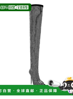 自营philipp pleinSuede Strass Boots Hi-Heels Overknees Gothi