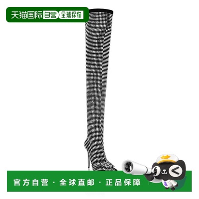 自营philipp pleinSuede Strass Boots Hi-Heels Overknees Gothi
