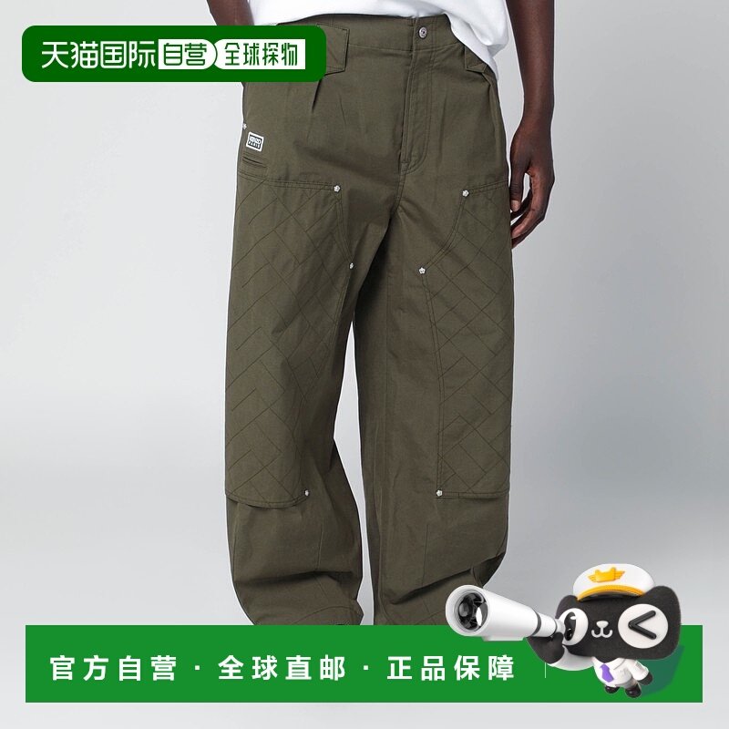 1h可退 香港直邮kenzo 高田贤三 男士 卡其色绿色棉质裤子 FF65PA