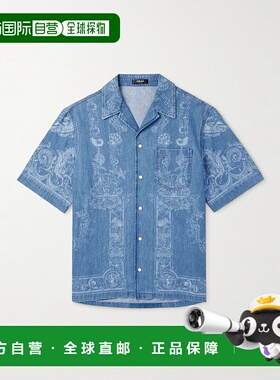 1h可退 香港直邮潮奢 versace 范思哲 男士 翻领短袖衬衫 1020073