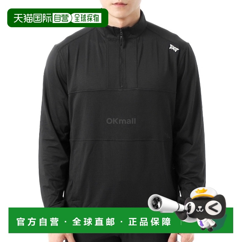 韩国直邮PXG 穿孔平纹针织 1/4 拉链套头衫 (CM-MS24ATO2-62-BLK)