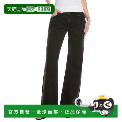 自营 hudson jeansHUDSON牛仔裤Kelli低腰装饰黑色宽松直筒牛仔裤