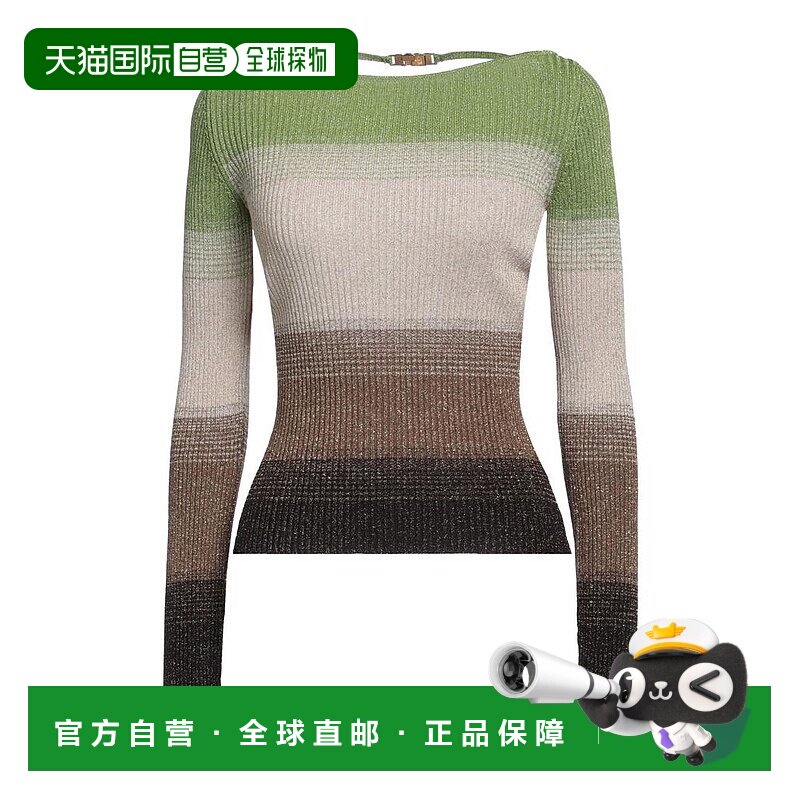 1h可退 【美国直邮】GCDS 女士毛衣 针织金银丝宽领长袖无帽设计