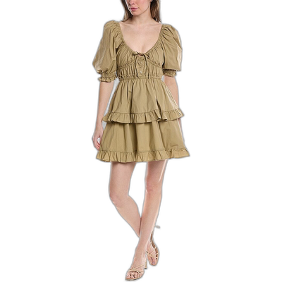 自营 WeWoreWhat 泡泡袖迷你连衣裙 - 棕色 美国奥莱直发