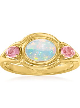 【美国奥莱】直发 Ross-Simons埃塞俄比亚蛋白石和粉红色碧玺戒指