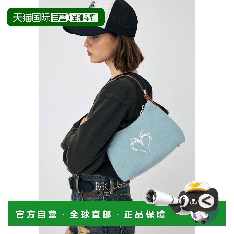 1h可退 日本直邮MOUSSY女士Y2K风格水钻装饰牛仔斜挎包 010ISF017