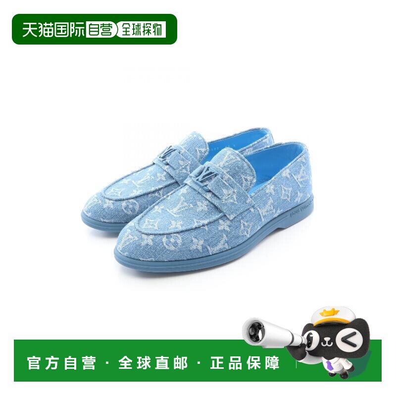 日本直邮中古LV路易威登男S级99新loafers乐福鞋牛仔布鞋蓝色男鞋