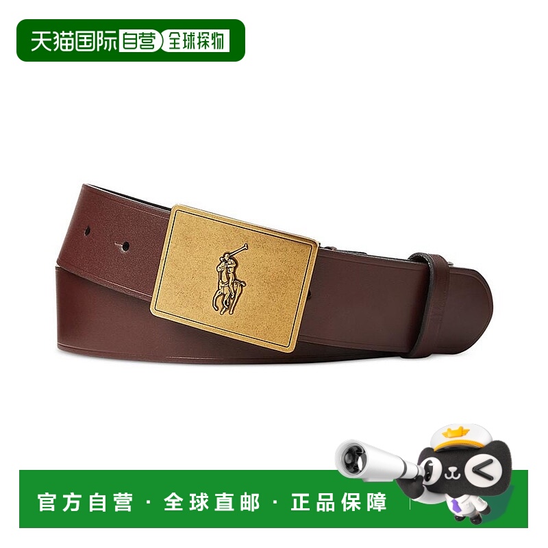 【美国直邮】ralph lauren 男士 腰带真皮棕色皮带皮腰带皮革